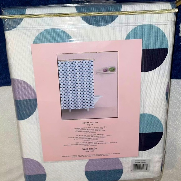 🎉HP🎉New Kate Spade Dot Shower Curtain + Kate Spade Navy Dot Bath Rug Set⚪️ - Picture 6 of 8